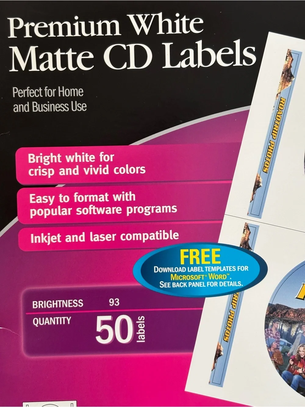 Premium White Matte CD Labels NCR 50 Count #982429 New Sealed Vintage